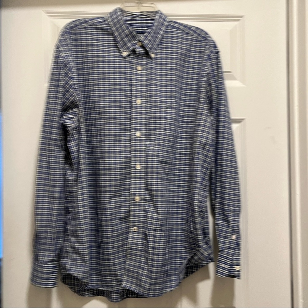 Nautica Blue Green Plaid Button Front Shirt